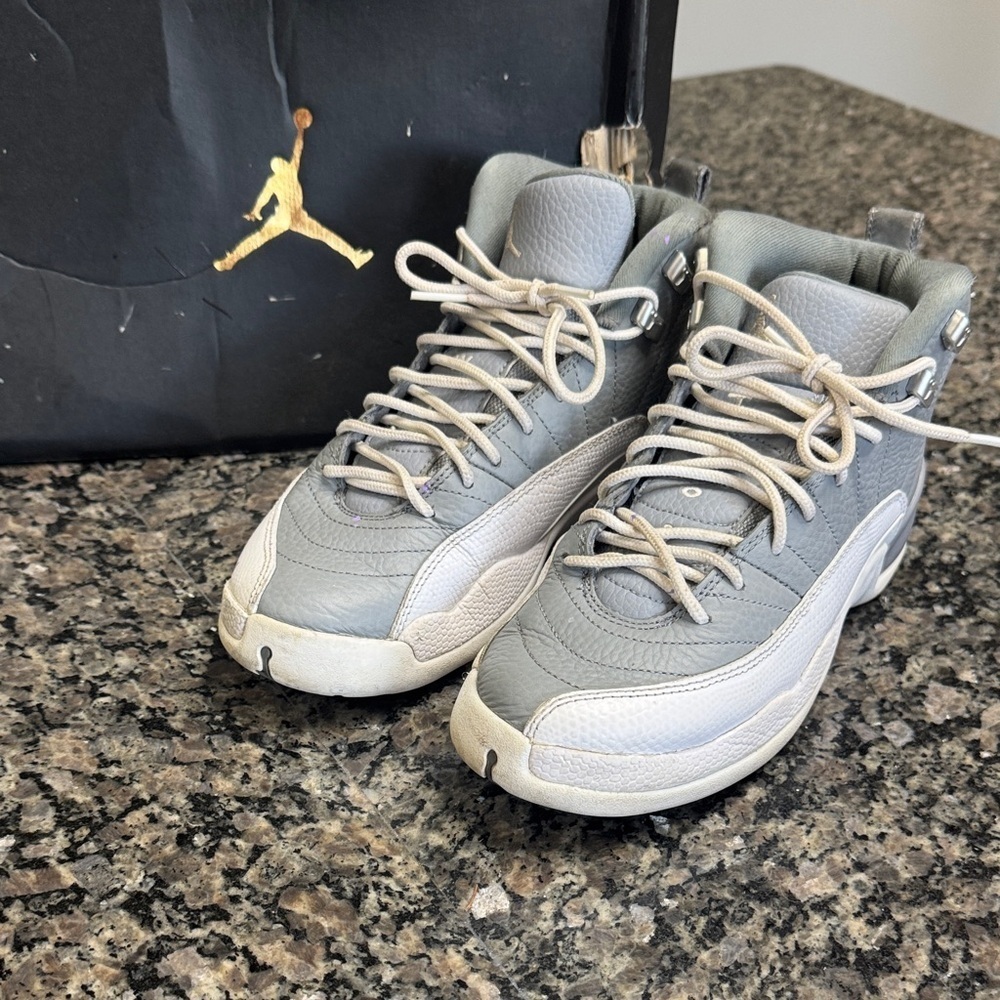 Jordan 12 Retro Sneakers Gray and White 6.5Y or 8W